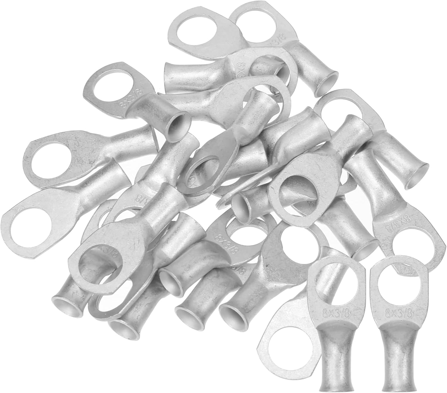 X AUTOHAUX 25pcs 8 AWG3/8 Car Battery Cable Ends Tubular Ring Terminals Closed End