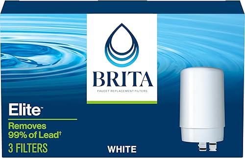 Brita Filtro de agua de repuesto para montaje en grifo, elimina el 99% del plomo, sistema de filtración de fregadero, blanco, 3 unidades