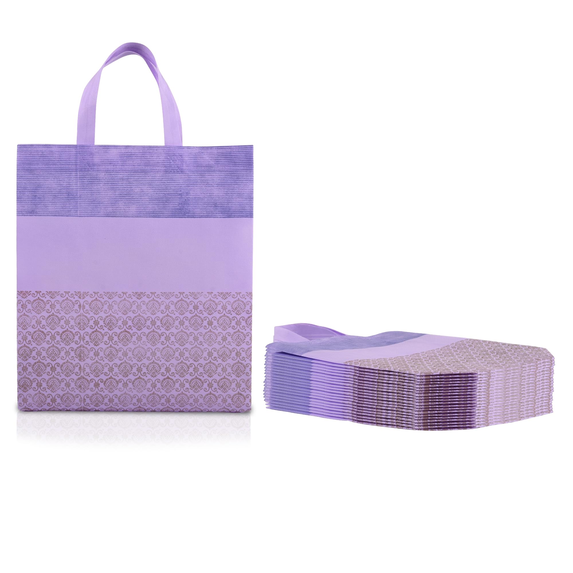 Kuber Industries Unisex Pack Of 20 Shopping Bags|Non-Woven Grocery Handbags|Reusable Shopping Bags For Grocery-Vegetables|Multi-Purpose Shopping Bags|Carry Bags|Half-Print|Large|Purple