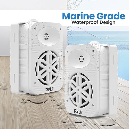 Vista 33 de Pyle USA - Par de altavoces para interiores y exteriores, sistema de altavoces de rango completo de 2 vías de 300 W, doble impermeable, 4 pulgadas