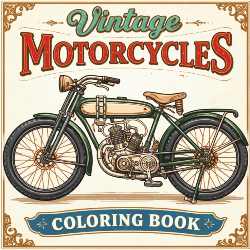 Vintage Motorcycle Book 1: Classic Choppers, Café Racers & Vintage Rides — 30 Detailed Coloring Pages for Motorcycle Enthusiast