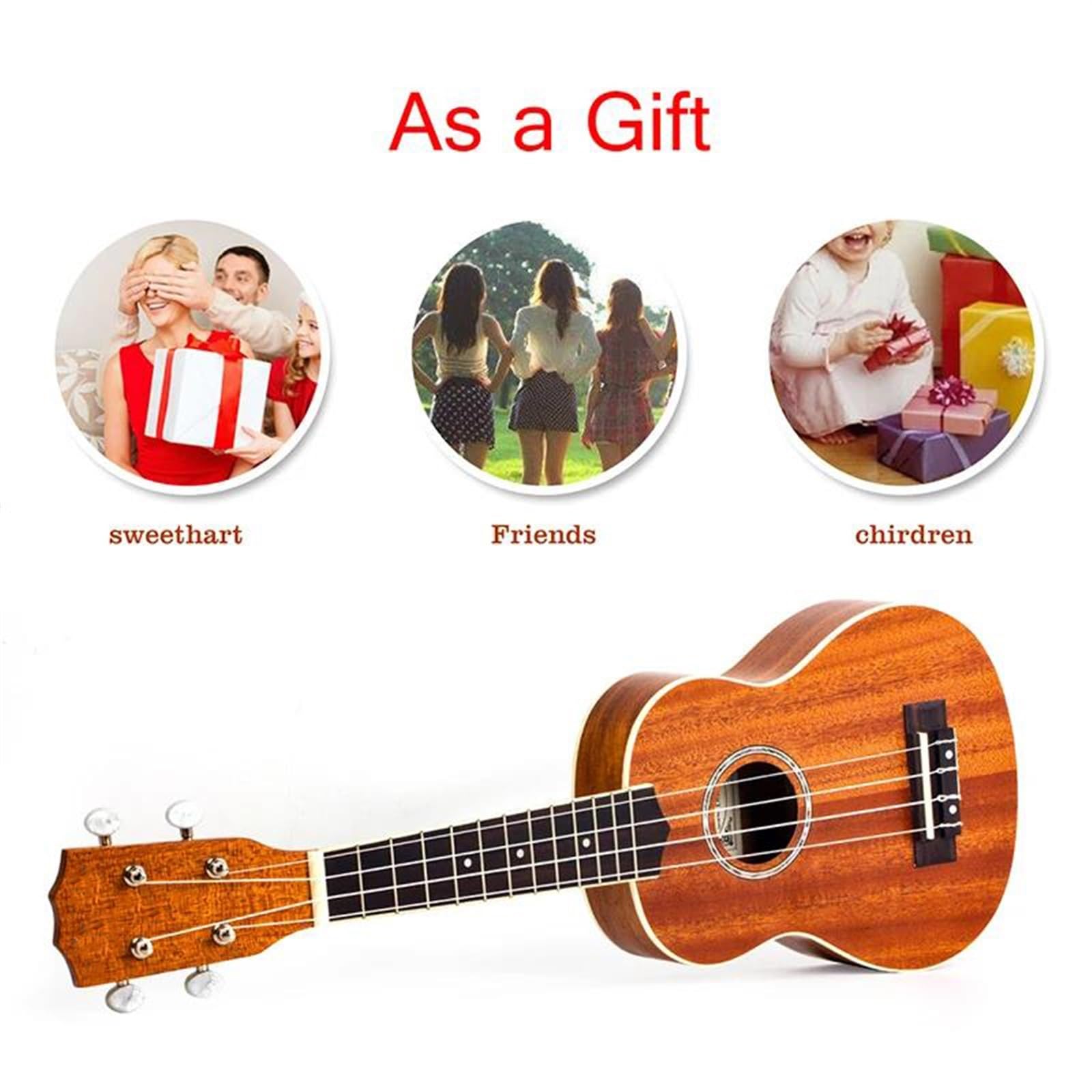 Ukulele Mahagoni 21 Zoll Ukelele Uke 4 Saiten Hawaii Gitarre Mit Gigbag