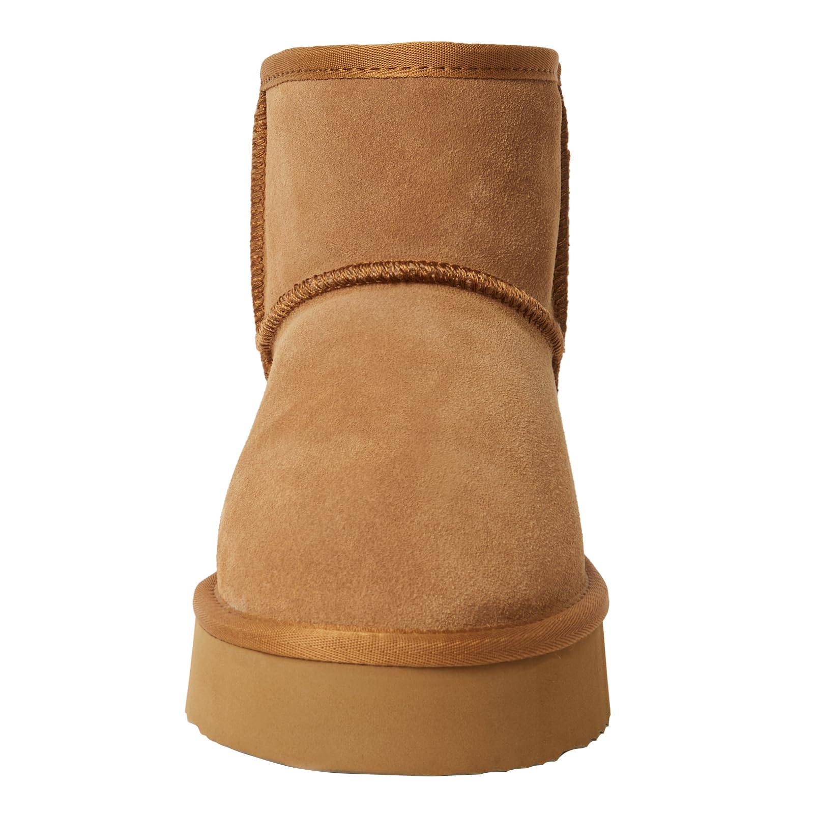 Shenduo Mujer Plataforma Botines de Nieve Invierno Clásico | Material Cuero Impermeable Forradas de Piel Cálido Clásico Botas para Clima Frío