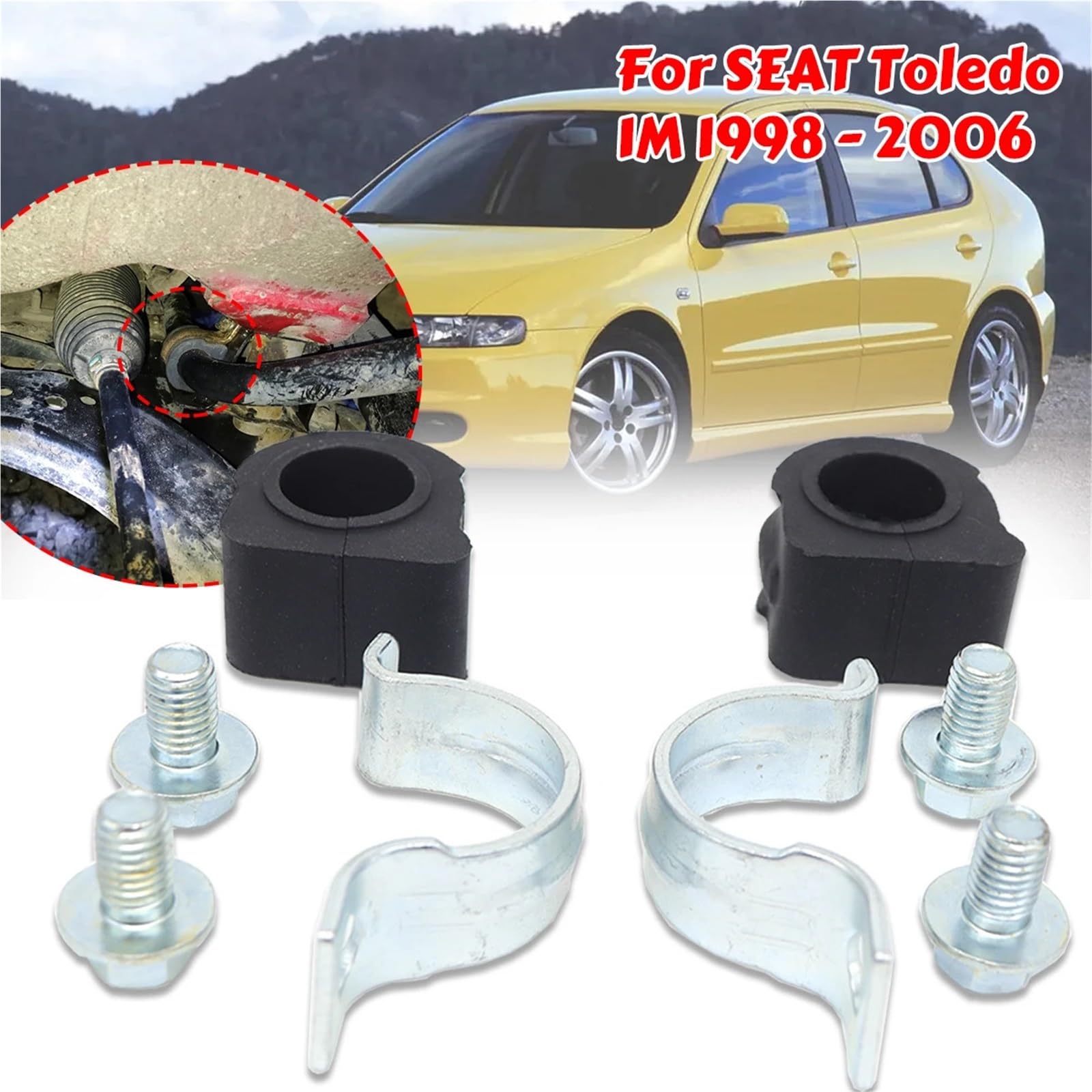 zestaw stabilizatora Pasuje do SEAT Toledo | 1M stabilizator osi przedniej Sway 21MM tuleja zaciskowa zestaw śrub mocujących 1998-2000 2003 2005 2006