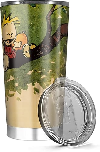Vaso de acero inoxidable de 20 30 onzas al vacío para eventos de Calvins Hobbes vidrio regalo para niños cómics amigos taza de Navidad botella de
