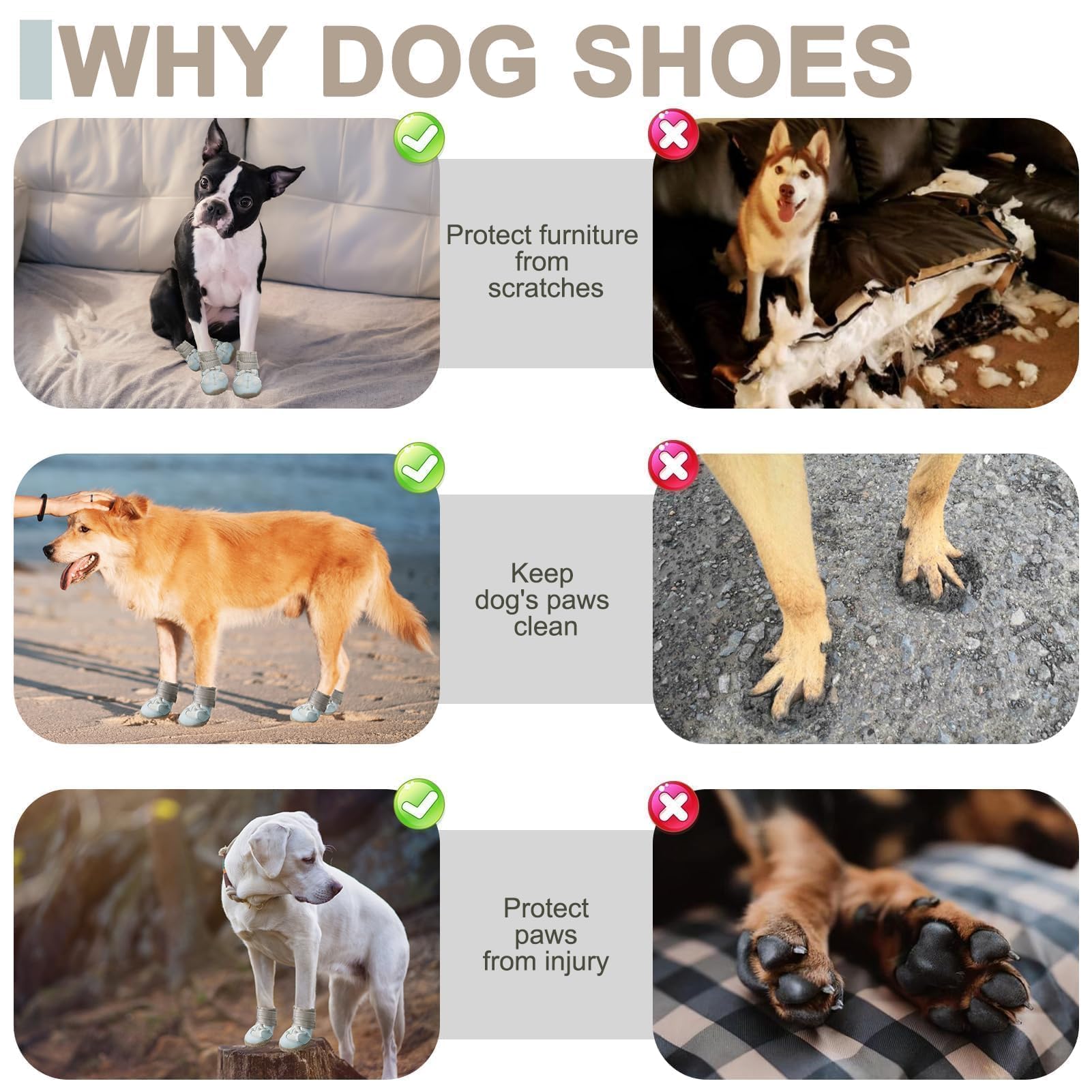 EXPAWLORER Lot de 4 chaussures antidérapantes pour chien - Bottes en maille respirante et protecteurs de pattes avec sangles réfléchissantes pour trottoirs froids et chauds - Planchers en bois dur et