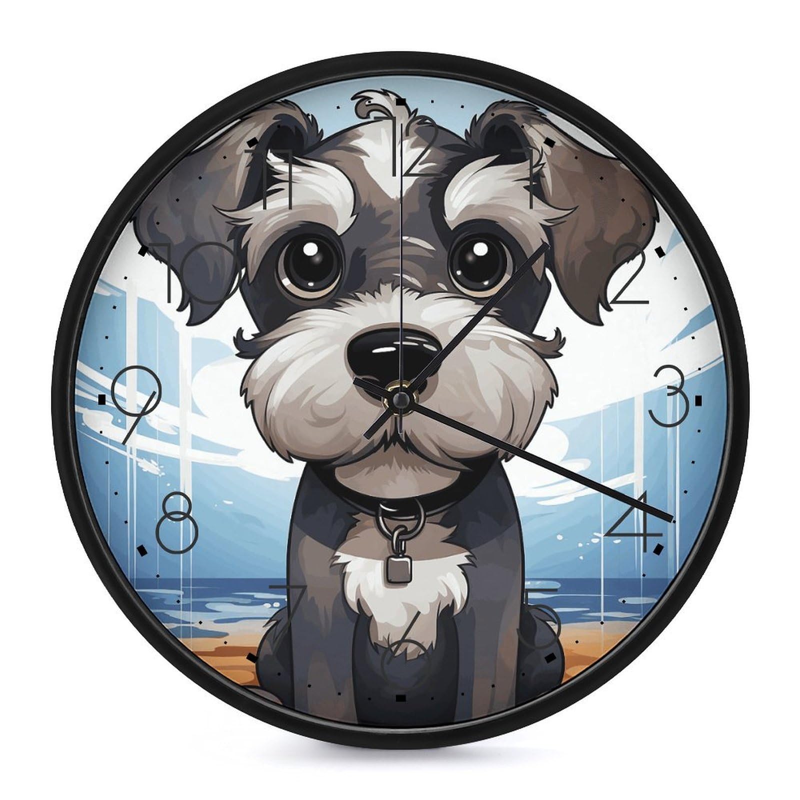 Horloge murale schnauzer adorable compagnon pour chambre à coucher