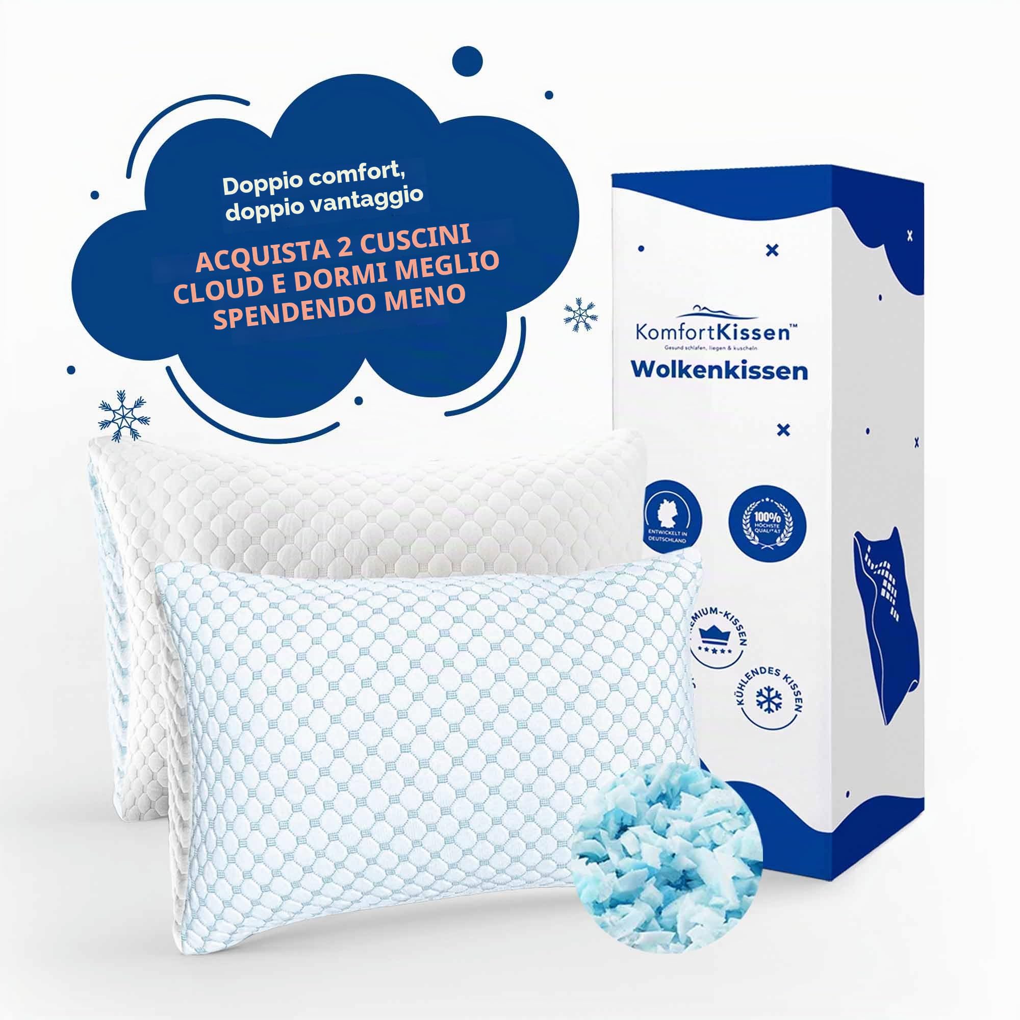 Cuscino in memory foam, 80 x 80 cm, morbido gel per chi dorme sul fianco, cuscino ergonomico a nuvola con rivestimento rimovibile