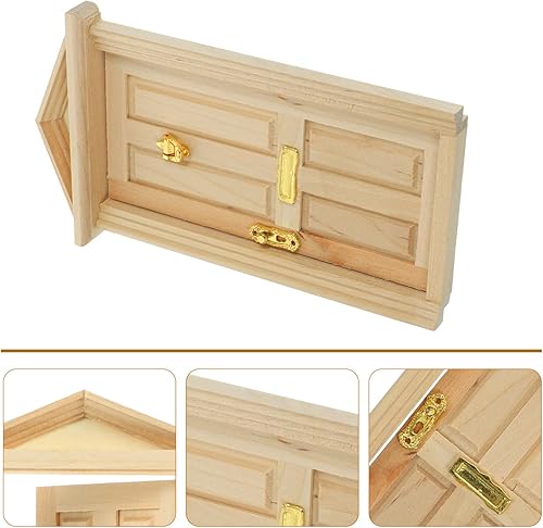 Miniatura 2 de Puerta de casa de muñecas, mini puerta a escala 112, se adapta a muebles de casa de muñecas de madera, puertas de madera sin pintar para bricolaje,