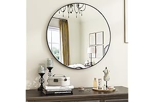 Black Round Circle Wall Mirror, 20" Modern Bathroom Mirror for Livingroom