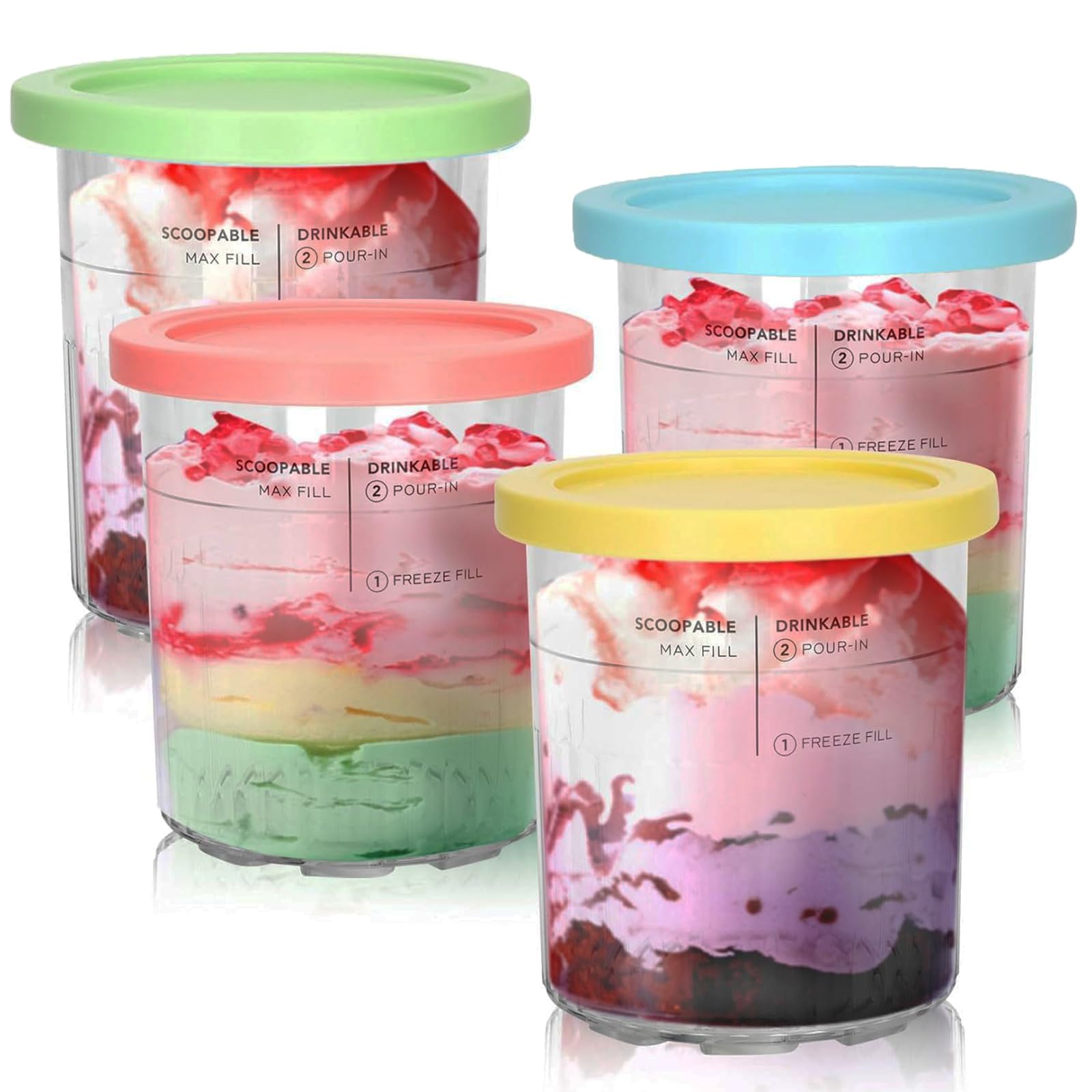 Lot de 4 Récipients à Crème Glacée de Rechange pour Ninja Creami Deluxe NC500/NC501/NC501EU Series, 680ML pour Accessoires Ninja Machine à Glace, Sans BPA