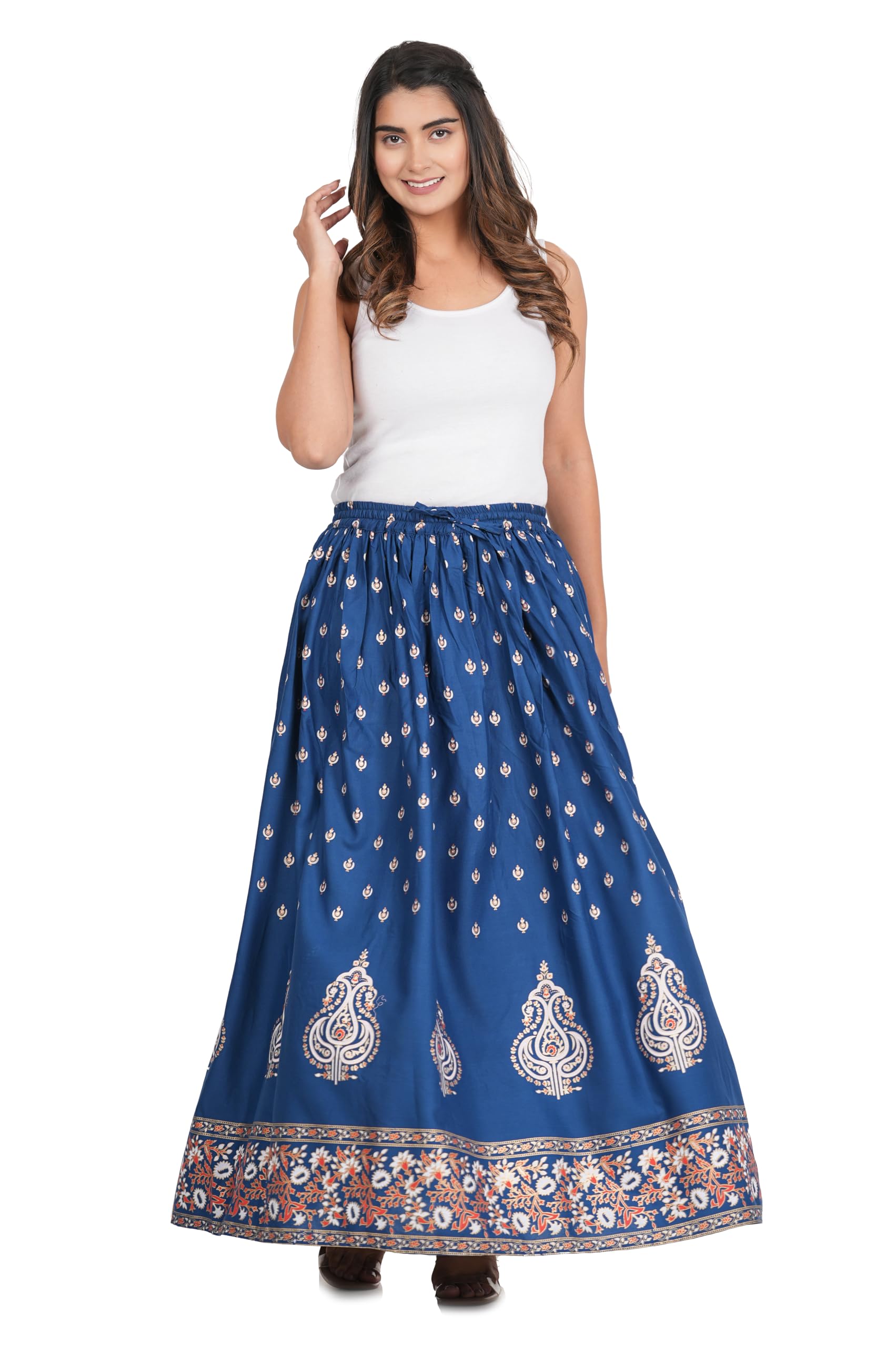 aarmad Women's and Girl's Cotton Rajasthani Jaipuri Print Long Skirt-picture-56