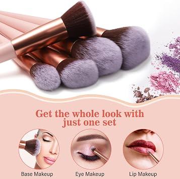 LUXBRU Makeup Brushes, 20PCs Makeup Brush Set with Foundation Eyebrow Blending Concealer Blush Eyeshadow Contour Lash Powder Brush, Make Up Brushes Kit with Organizer Travel Case & 2 Powder Puff-Pink
