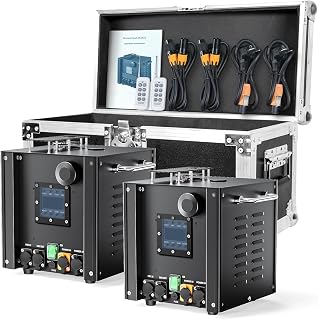 Pyrotechnic Machines, 2PC 750W DMX Waterproof Cold Spark Machine with Flightcase, Remote Control for Parties Halloween Christmas Weddings Sporting Events