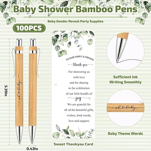 Miniatura 2 de Yeaqee Juego de 100 juegos de regalos de baby shower de safari en el bosque, regalos para invitados Greenery Woodland Baby Shower, bolígrafos