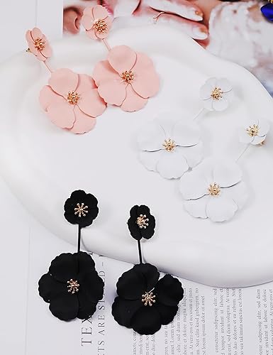 Miniatura 6 de Aretes largos de acrílico rojo con rosas para mujer, colgantes de neón mexicano, tropical, hawaiano, disfraz hawaiano, floral, joyería de moda,