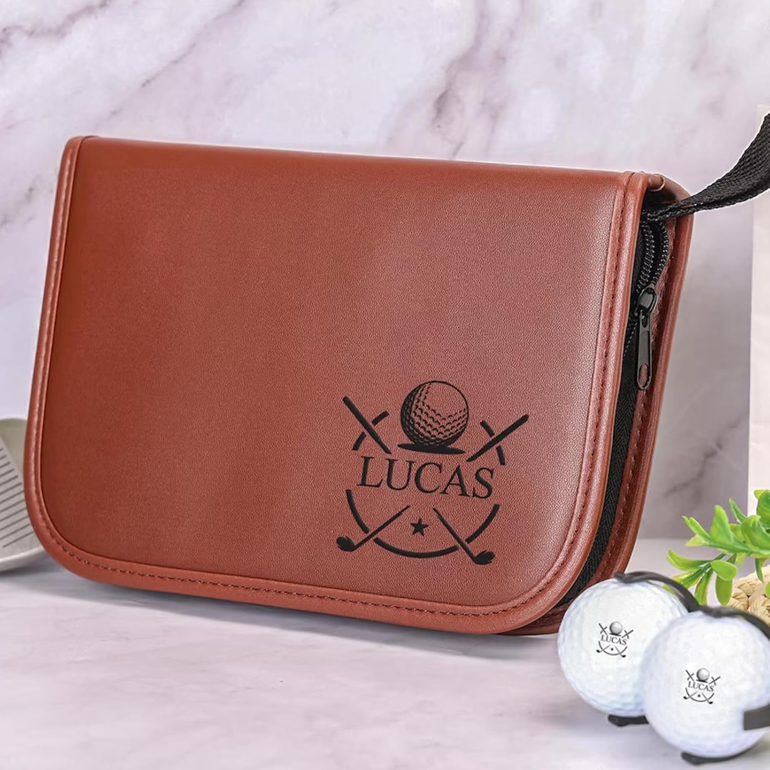 Personalized Golf Accessories Kit for Men with Hi-End Case, Golf Balls, Rangefinder, Golf Tees, Brush, Multifunctional Divot Knife, Scorer Golf Lover Gift for Him