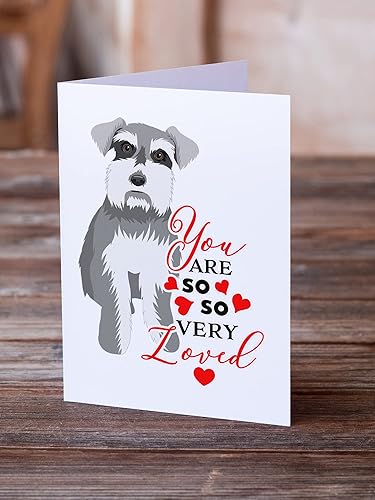 Miniatura 2 de Caroline's Treasures WDK4022GCA7P Schnauzer Salt and Pepper #1 So Loved - Tarjetas de felicitación y sobres, paquete de 8 tarjetas en blanco con