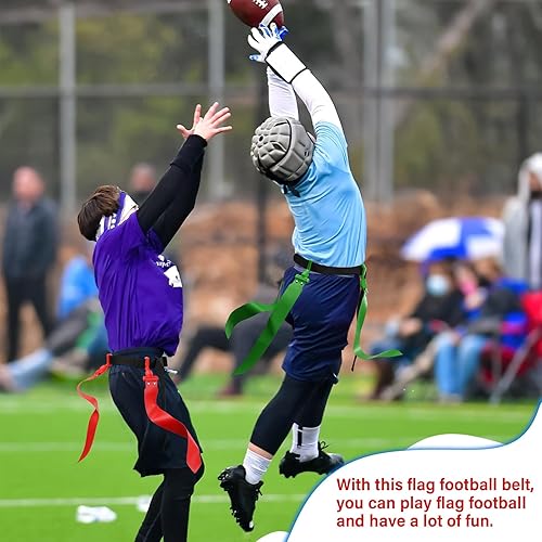 Vista 69 de Hungdao Cinturones y banderas de fútbol para 12 jugadores, cinturones de fútbol ajustables para niños, adolescentes, adultos, entrenamiento en Rojo