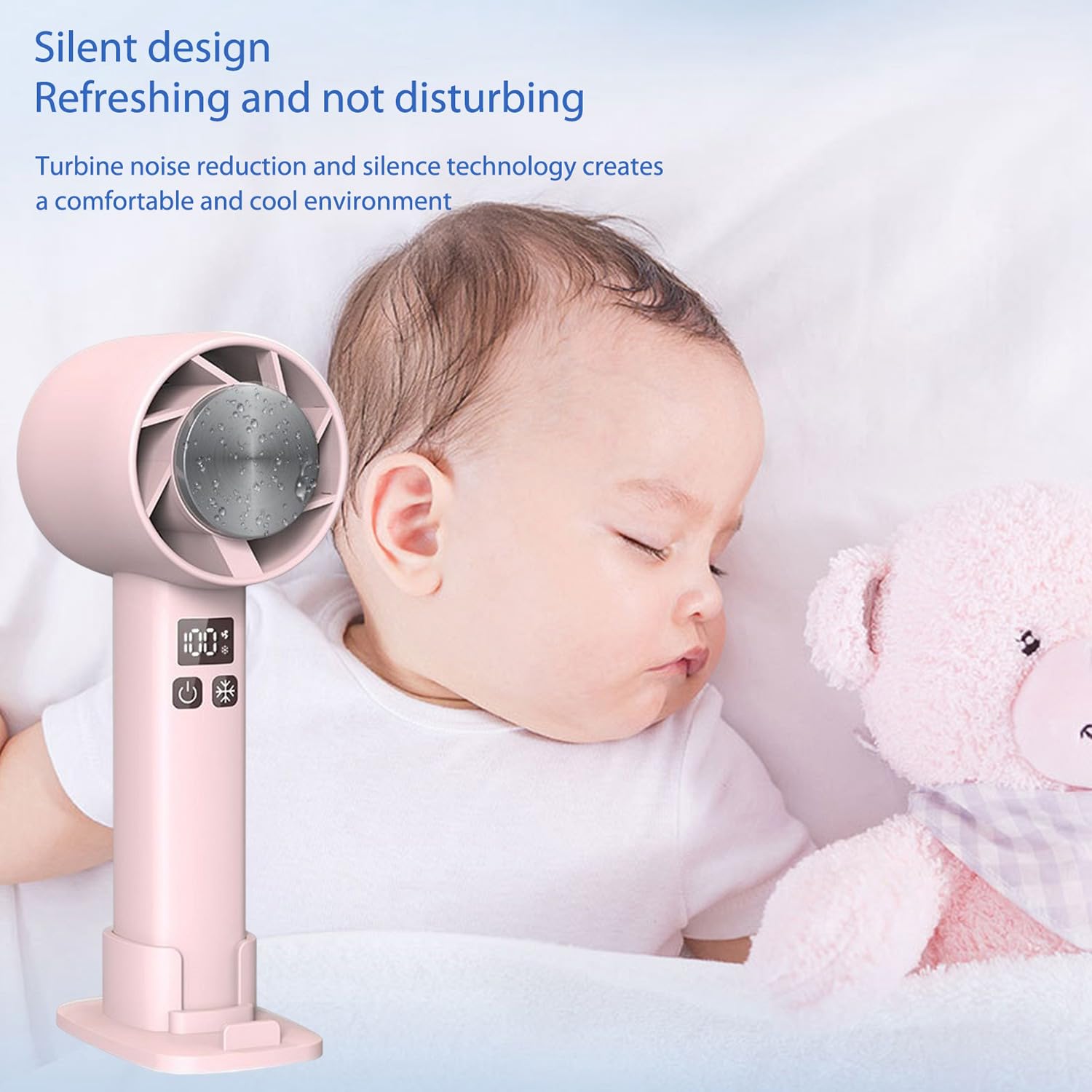 Mini ventilateur portable avec support de téléphone, réfrigérateur semi-conducteur, batterie 1800 mAh, design suspendu au cou – Idéal pour une utilisation en extérieur et en voyage