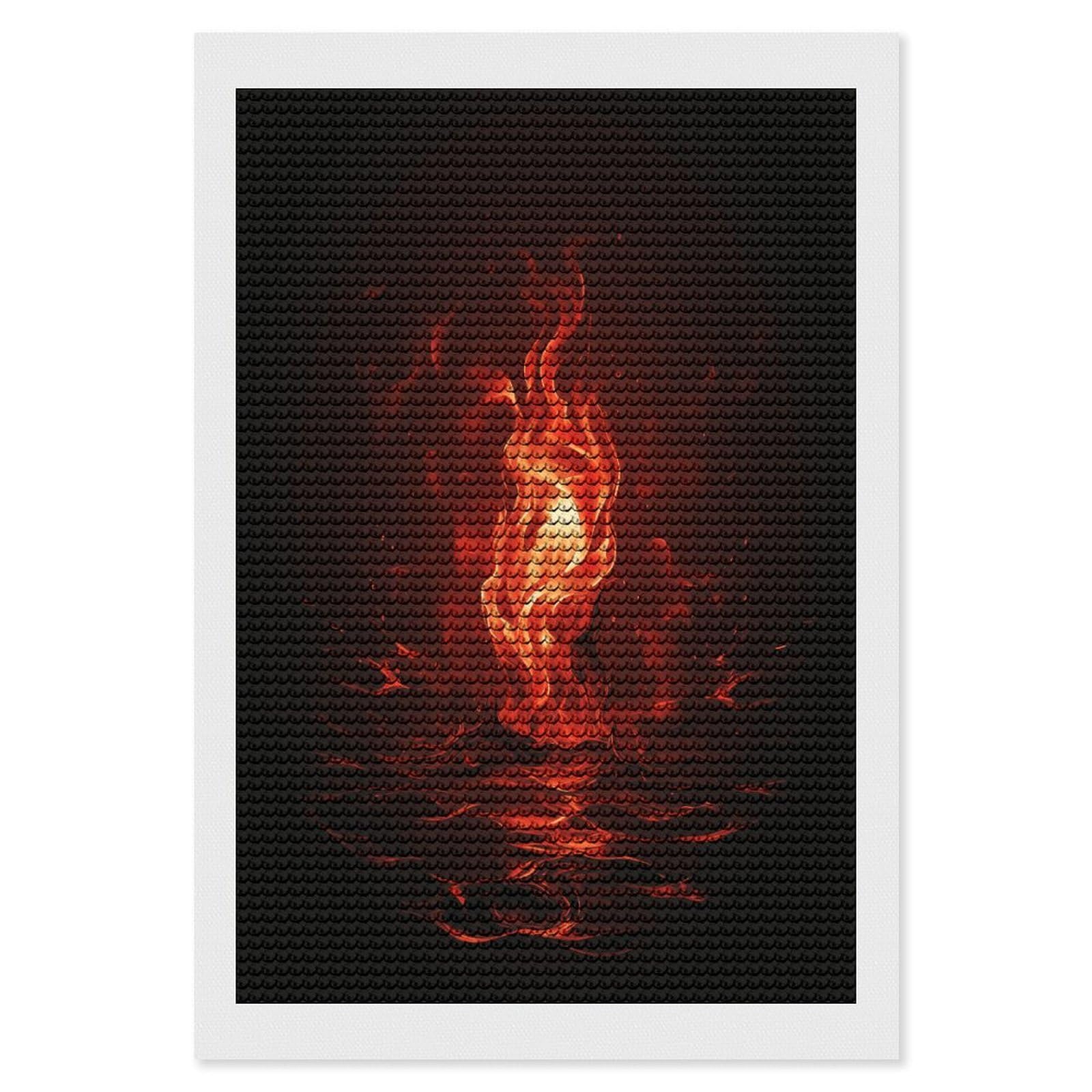 FekiLoot Red Flame Diamond Art Kits for Adults Diamond Painting Kits for Beginners DIY Diamond Art Kits Round Full Drill Diamond Dot Gem Painting for Home Wall Decor Gift 8"x12"