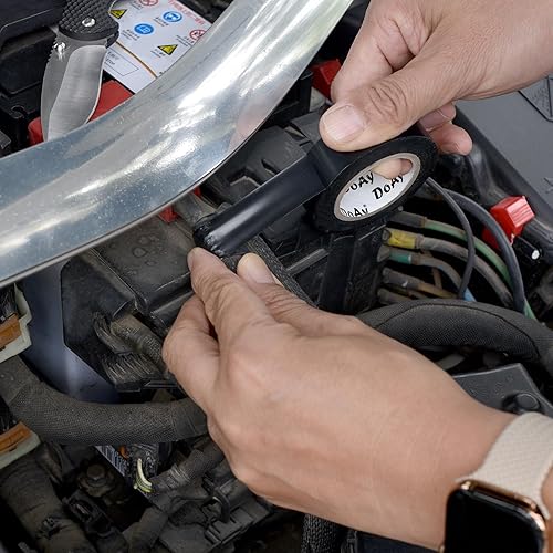 Miniatura 5 de DOAY Paquete de 6 cintas eléctricas negras  Cinta de PVC impermeable de 0.75 pulgadas de ancho  Resistente a la intemperie, fuerte adhesivo,