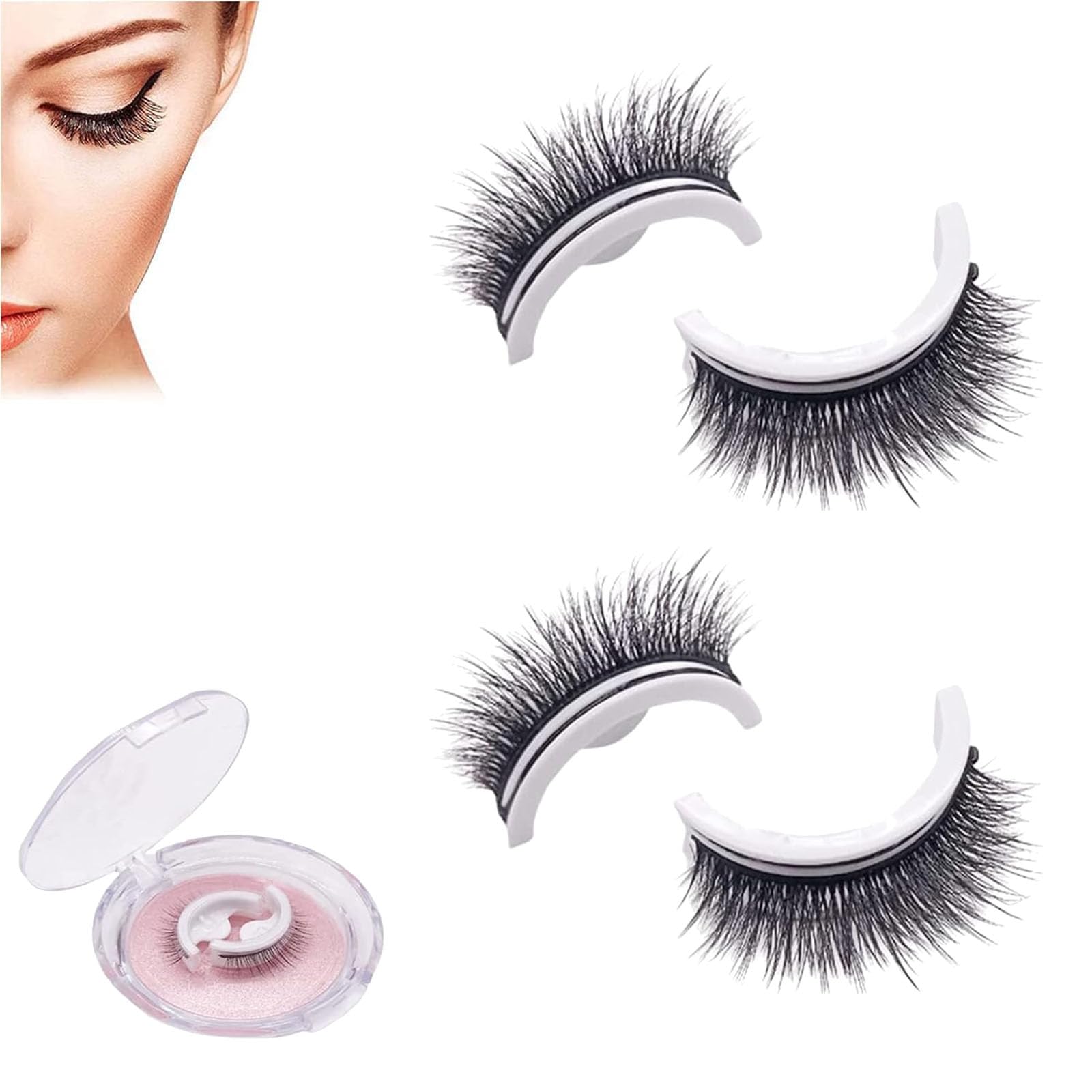 Miss Actually Self Adhesive Lashes,Lash Buddy Self-Adhesive Eyelashes,Self Adhesive Eyelashes,Reusable Self Adhesive Eyelashes,Waterproof Glueless Eyelashes (Thick)
