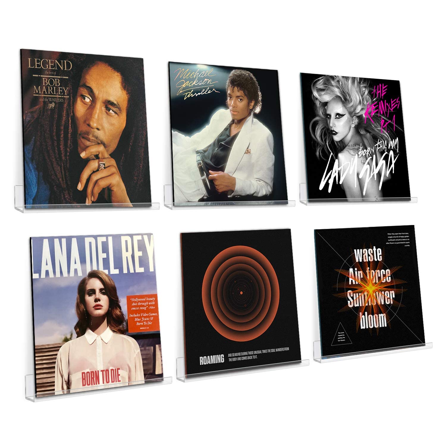 PecMuikee Soporte de discos acrílico, soporte de vinilo de montaje en pared y estante de discos de álbum para escuchar LP diariamente, muestra crea espacios elegantes y artísticos, paquete de 12