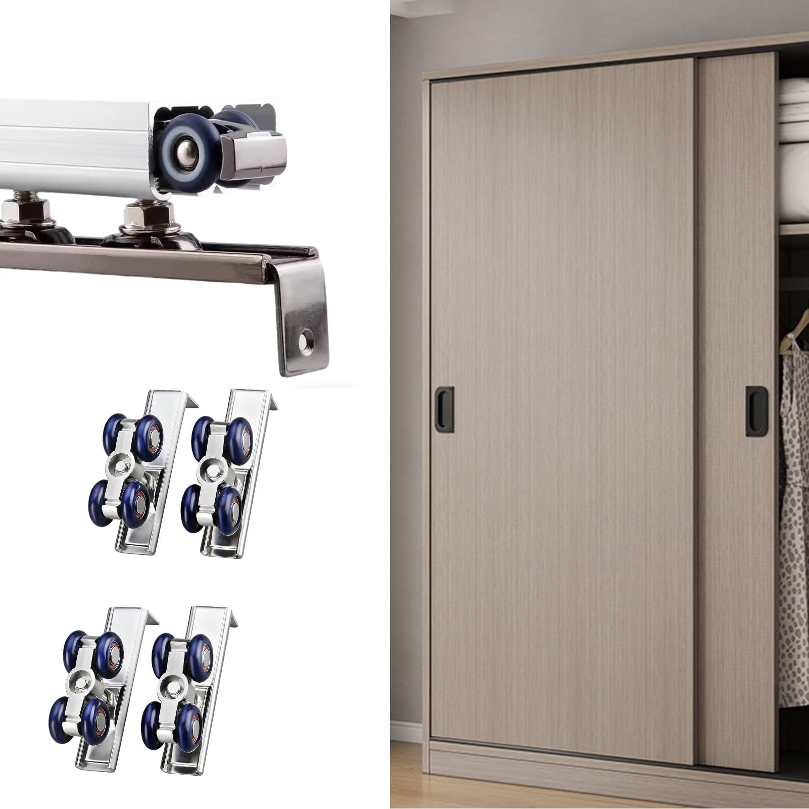 Kit rail porte coulissante placard pour réparer porte armoire bloque