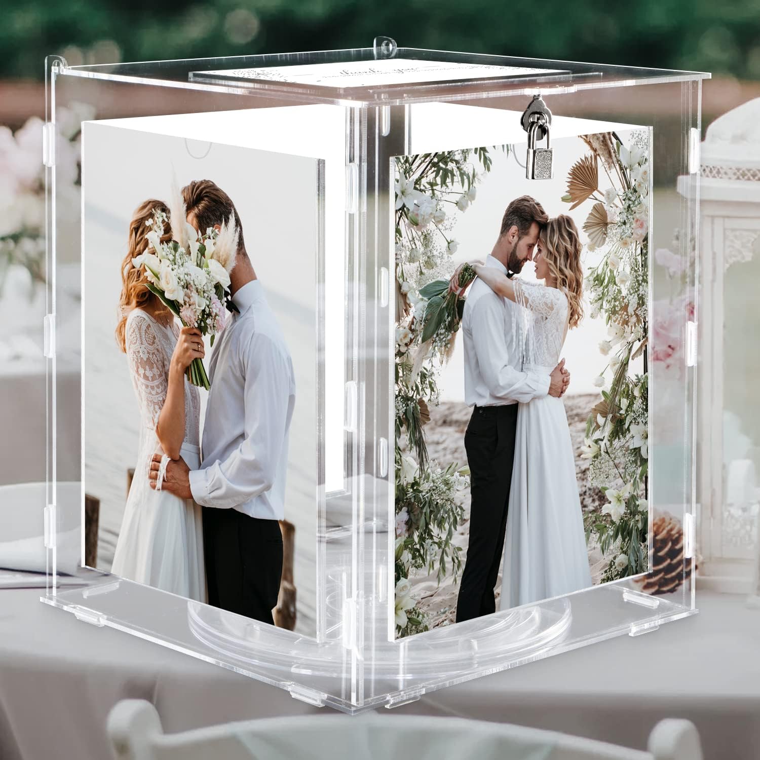 Acrylic Wedding Card Box with 6x8 Photo Frame