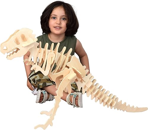 Rompecabezas 3D de dinosaurio de madera (Trex) Shadzi 3D T_Rex Rompecabezas de dinosaurio de madera para manualidades, juego de rompecabezas de