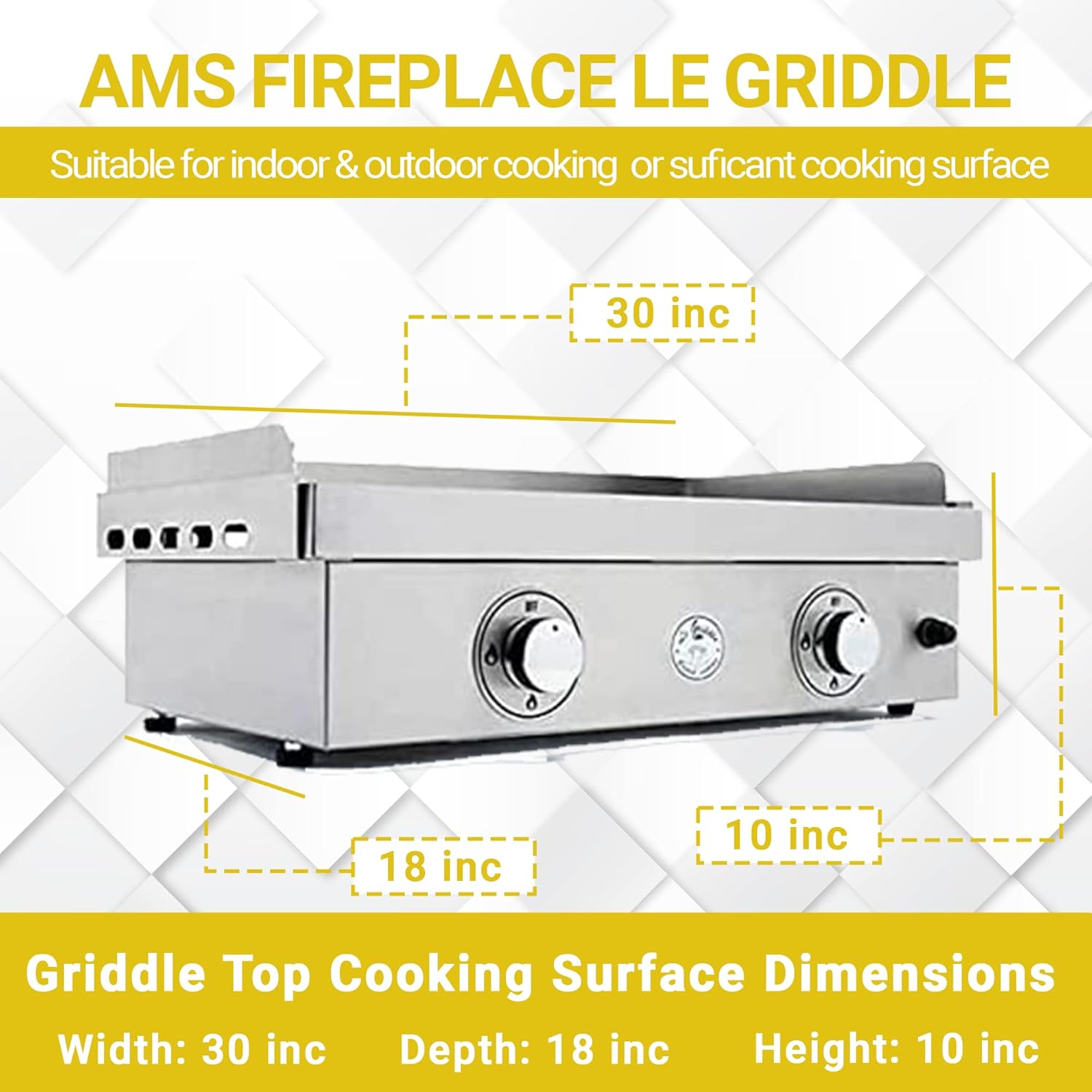 Le Griddle,2 Burners Stainless Steel 30" Griddle for Natural Gas, for Outdoor Grill Camping & Home Cooking, Easy to Clean & Durable 18,000 BTU’s Tabletop/Built-in