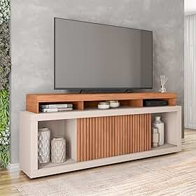 Rack para Tv até 75 Polegadas Frisos Decorativos Valença Freijó/Off White