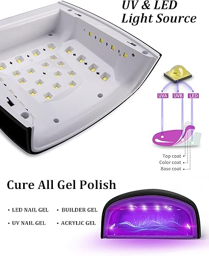Miniatura 2 de Lámpara de uñas LED UV, secador de esmalte de gel inalámbrico para manicura de gel profesional - negro