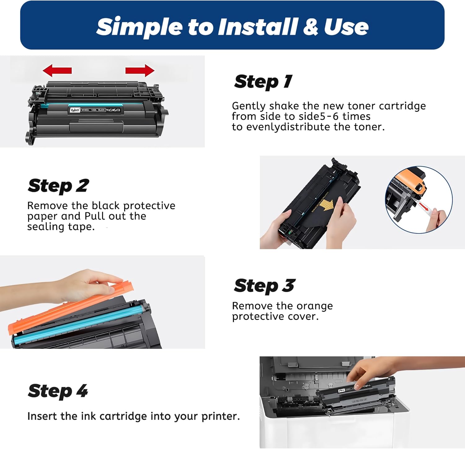 148A Black Toner Cartridges,with Chip for HP 148A 148X W1480A W1480X for HP LaserJet Pro MFP 4101fdw 4001dn 4001n 4101fdn 4001dw Printer Ink,2 Pack