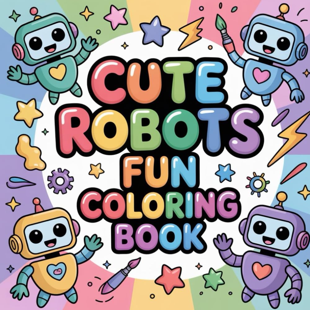 Cute Robots Fun Coloring book: cute coloring book for kids, coloring book for adults, kawaii coloring book, Coloring Book for Adults and Kids, Bold ... fun, easy robot coloring, relaxing robot book