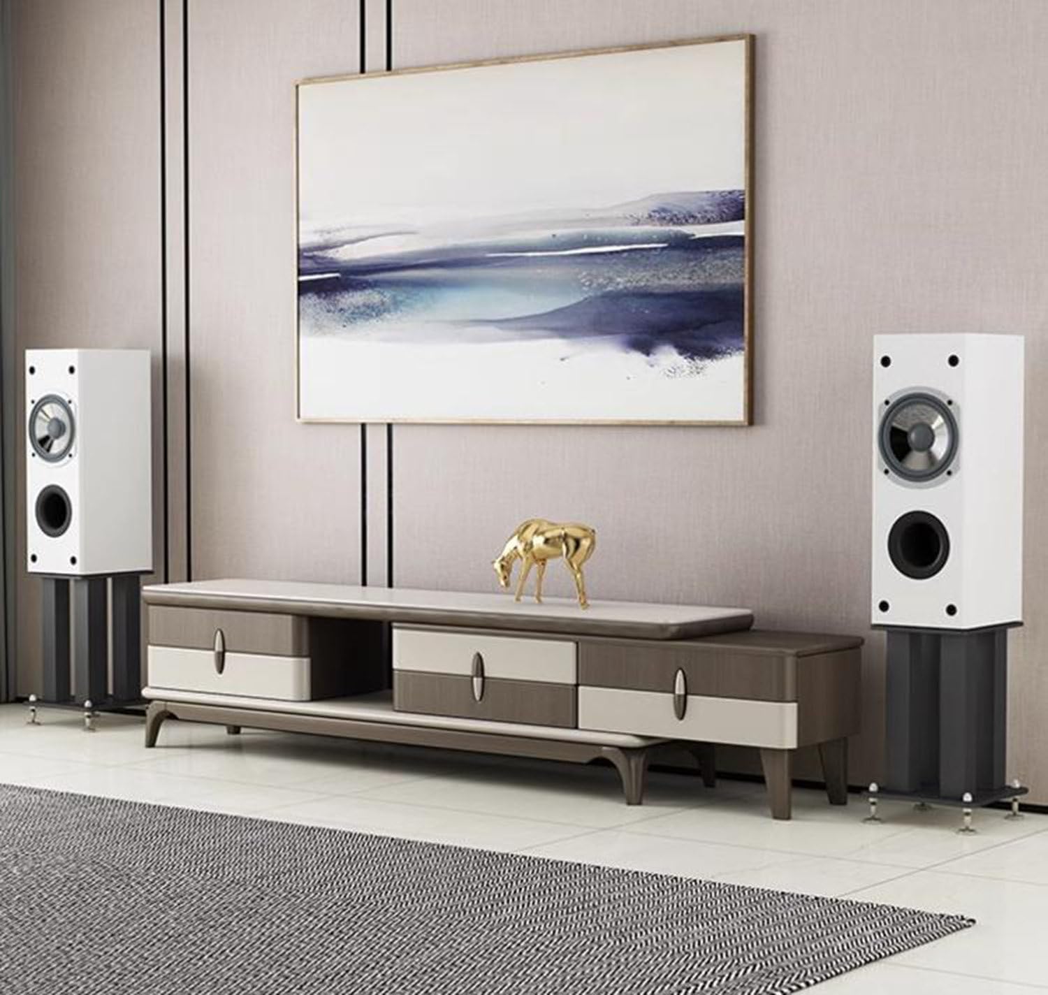 Speaker/Audio Stand,Floor Standing Speaker Stand,Universal Reduced Vibration Loudspeaker Racks,Audio Stands with Non Slip Pad & Base 80cm