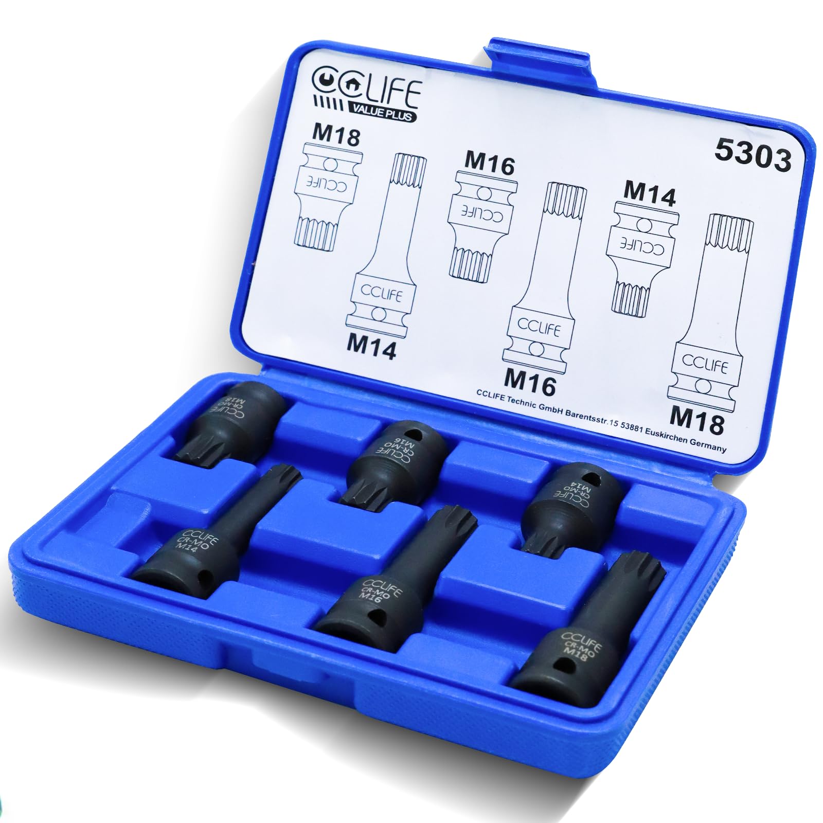 Impact Spline Bit e 1/2 Drive Bit Holder Set M6 - M18 Bussole Impact Spline Bit e 1/2 Drive Bit Holder Set M6 - M18 Bussole