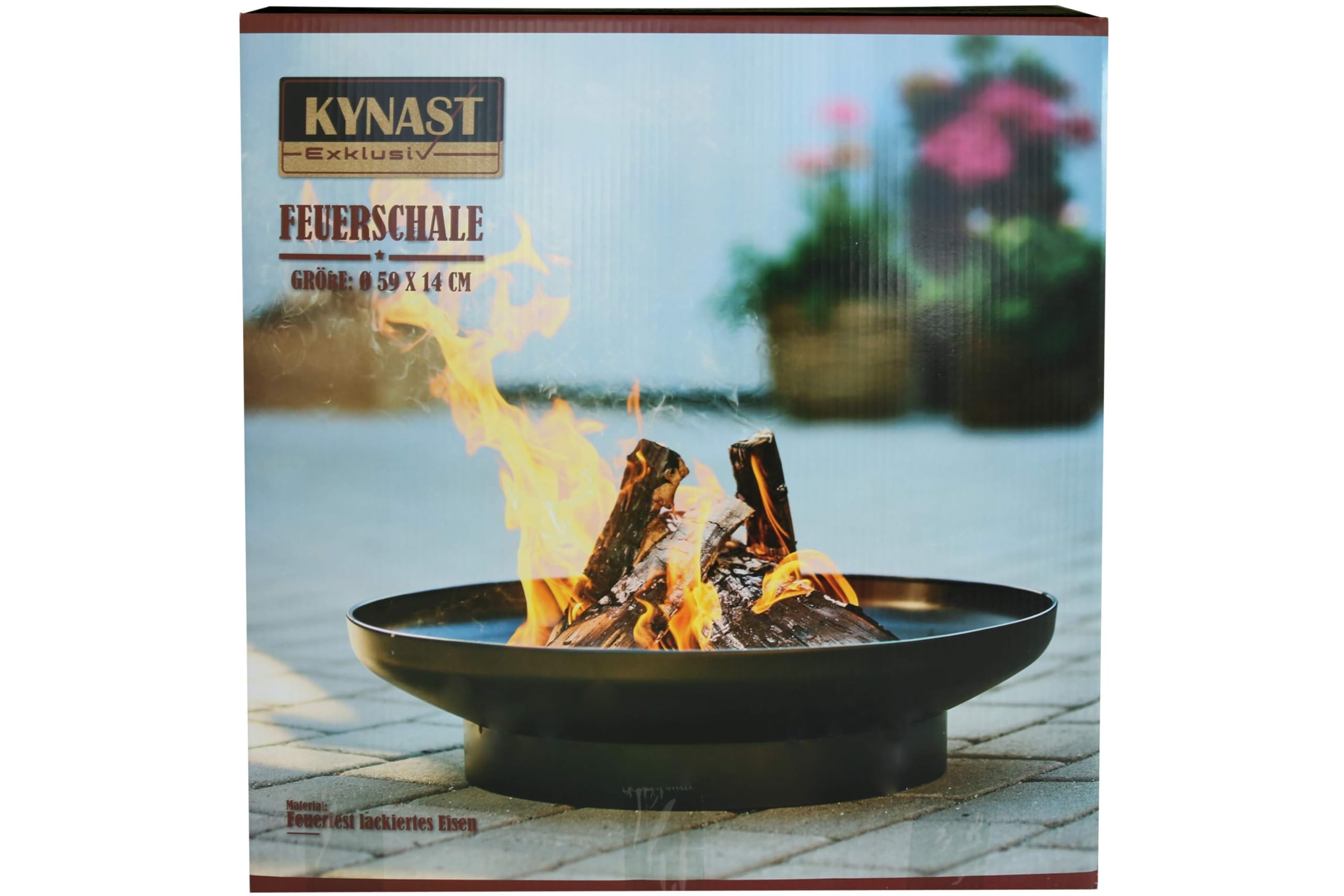 Feuerschale Ø 59 x 14 cm auf Sockel feuerfest lackiertes Eisen schwarz