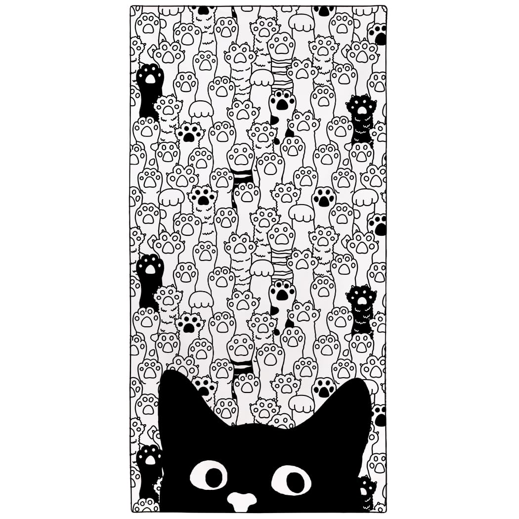 YISUMEI Cute Cat Paw Beach Towel, Black and White Claws, 36"x72" Microfiber Quick Dry and Sand Free Towel for Adults Kids Men Women