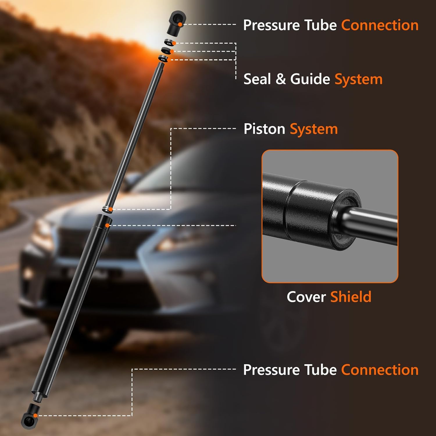 Front Hood Struts, Hood Shocks Lift Supports Replacement for 2010-2015 Lexus RX350 Base/F/Sport,Lexus RX450H Base/Sport 4-Door, 2 Pack