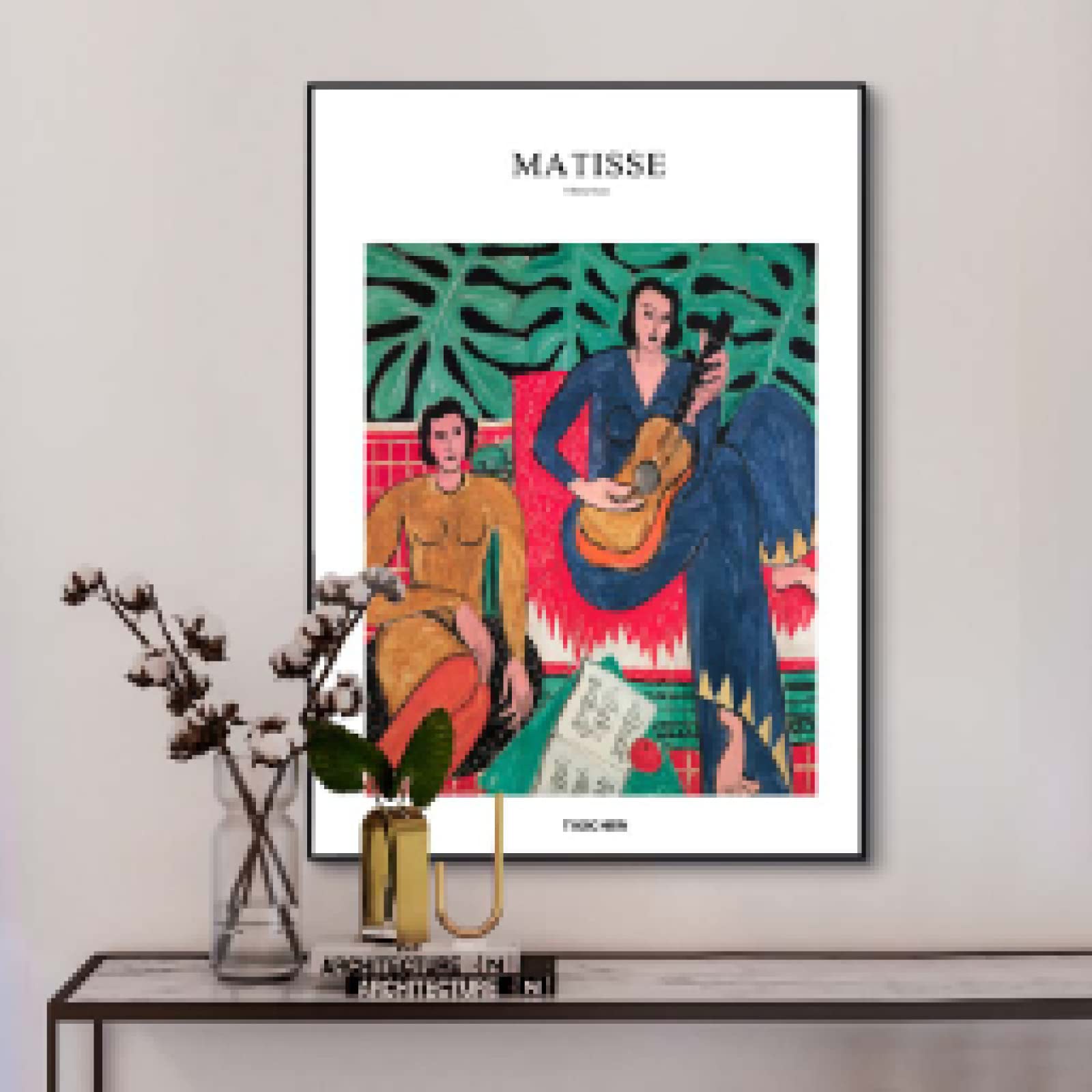 LINKGIN Home Muzyka Henri Matisse plakaty na płótnie i wydruki klasyczna słynna sztuka na płótnie obrazy na ścianę do nauki, dekoracja biurka, 120 x 80 cm, bez ramy