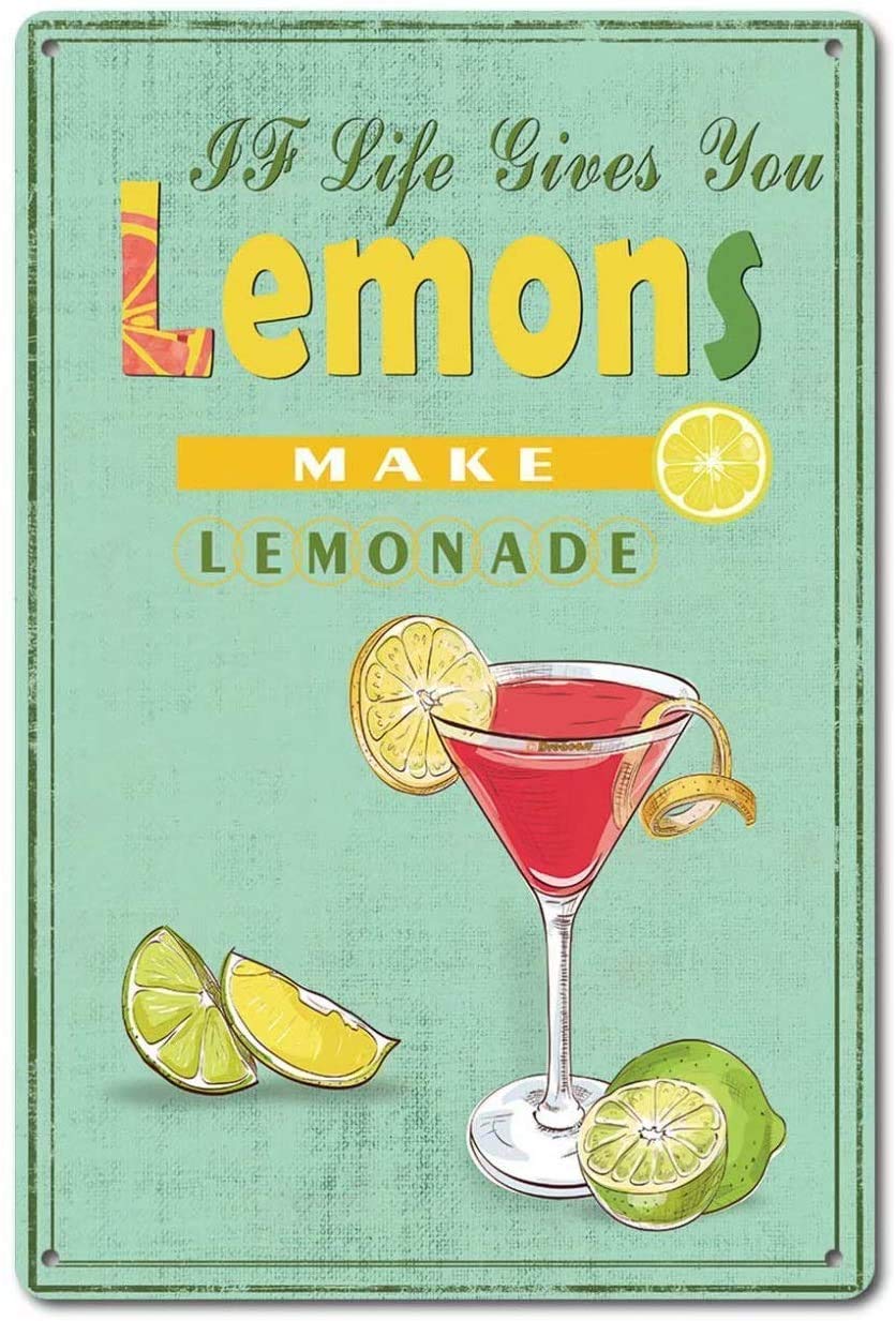 If Life Gives You Lemon Vintage Metal Signage Vintage Metal Sign Gift Bedroom Retro Novelty Cafe Store Tin Signs 12x16inch