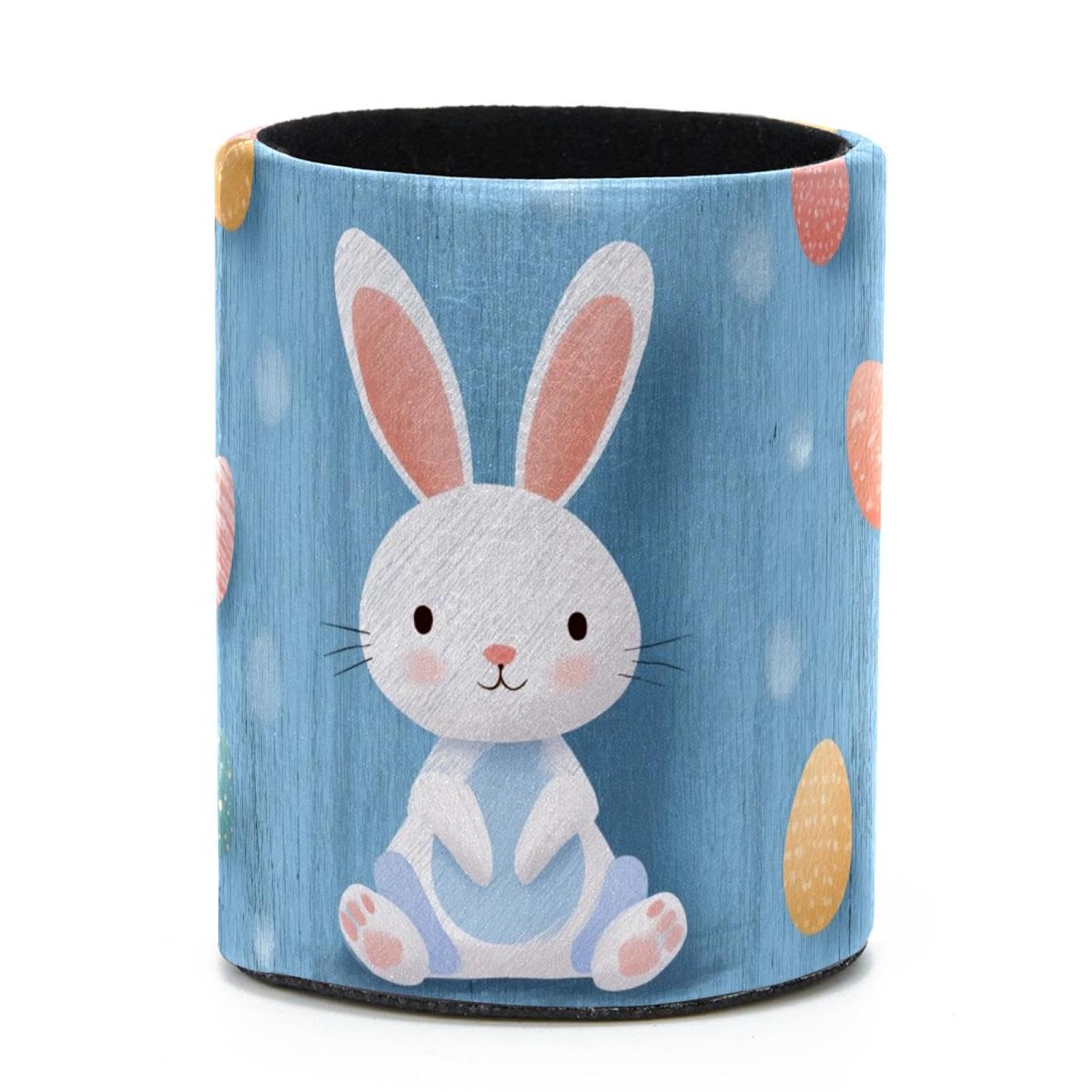 VAPOKF Round Pencil Holders for Desk, Easter Eggs and Rabbit Pen Holders Pen Pot Makeup Brushes Storage Desktop Stationery Supplies Organiser for Home Office