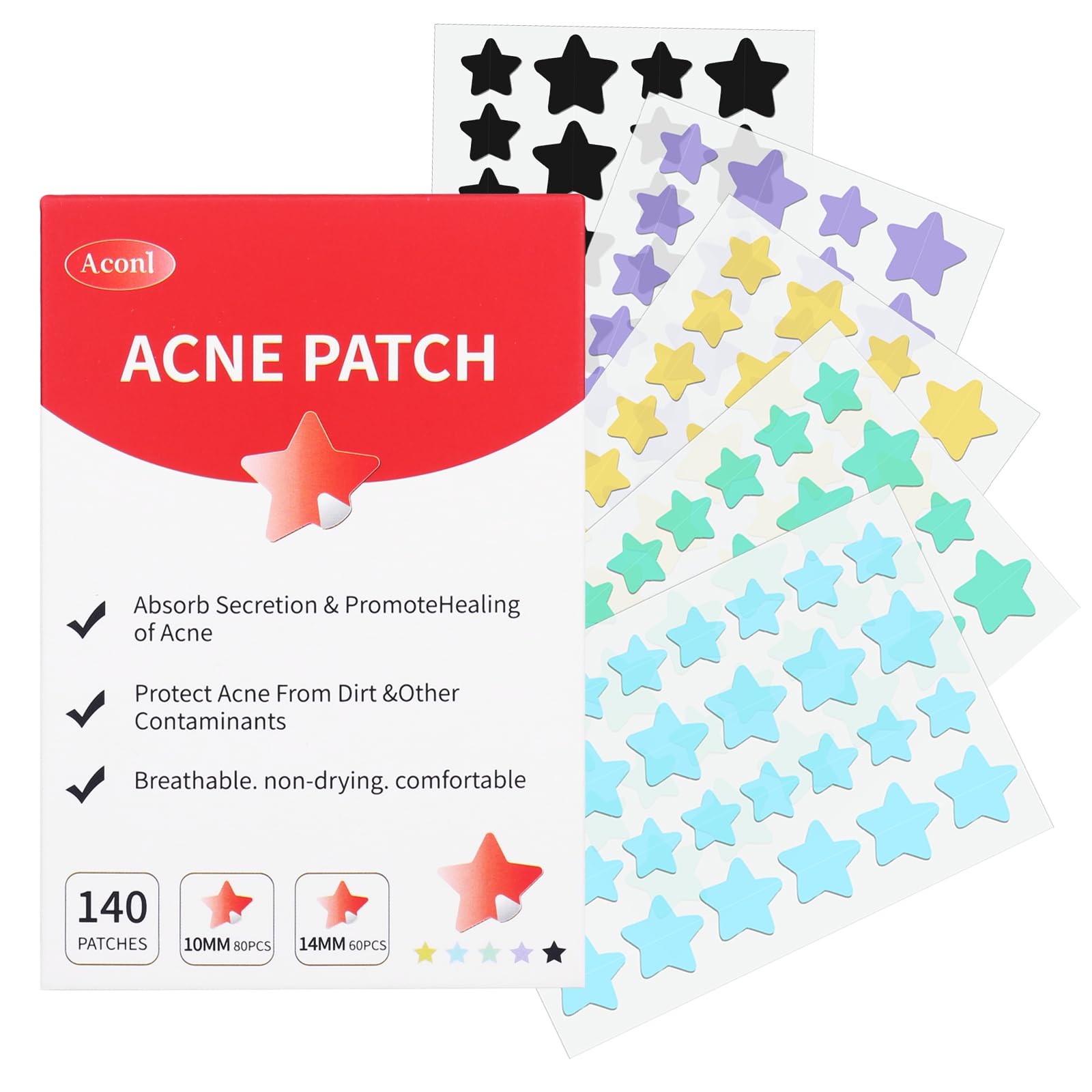 Acne Pimple Patch Absorbing Hydrocolloid Cute Star Zit Covers Star Pimple Patches for Face Stars Hydrocolloid Acne Patches