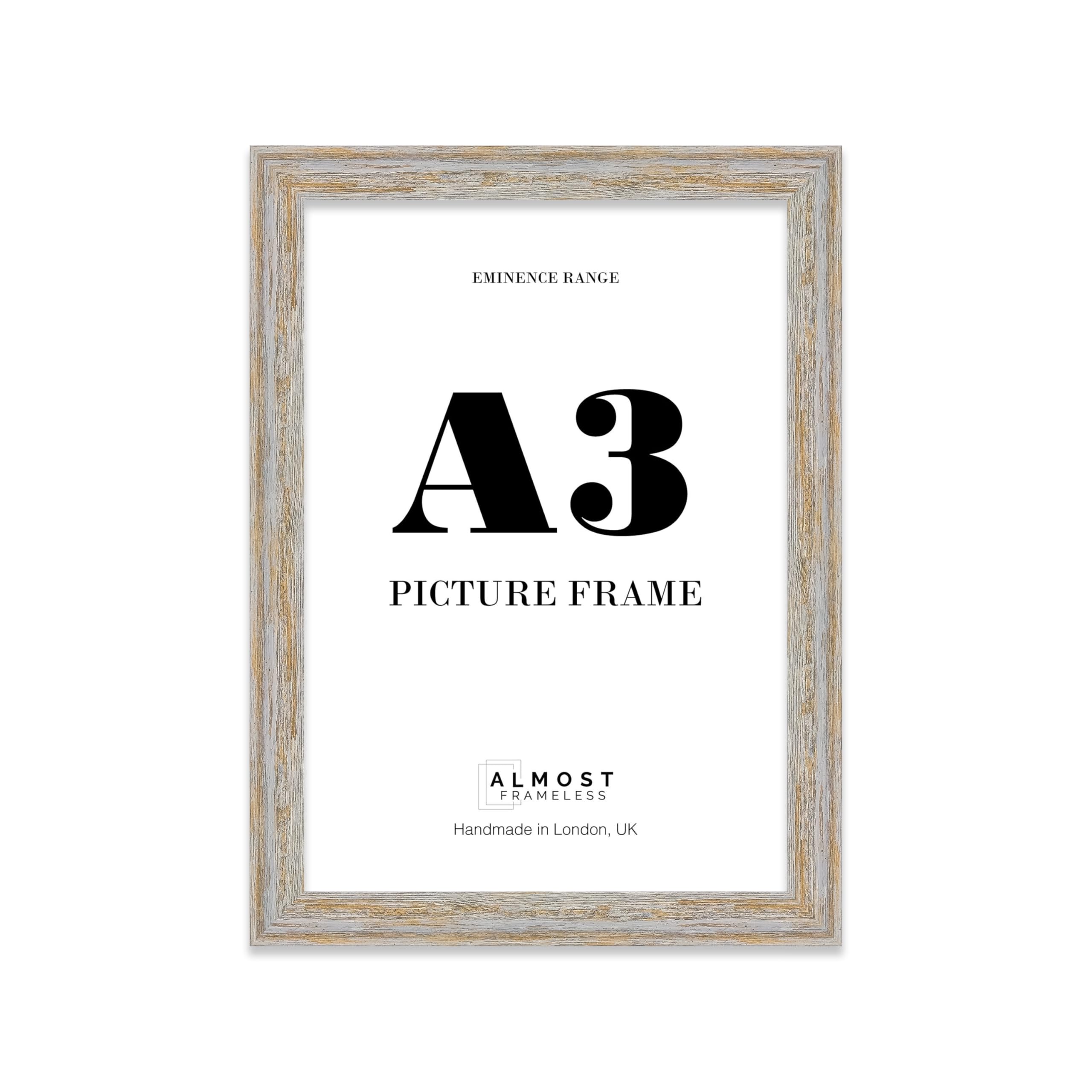 A3 Walnut Woodgrain Picture Frame - Rustic Wood Industrial Effect Photo Frame for Wall Display, Ideal for Posters, Prints & Home Décor, Wall Hooks, 32mm Edge - 1 Pack