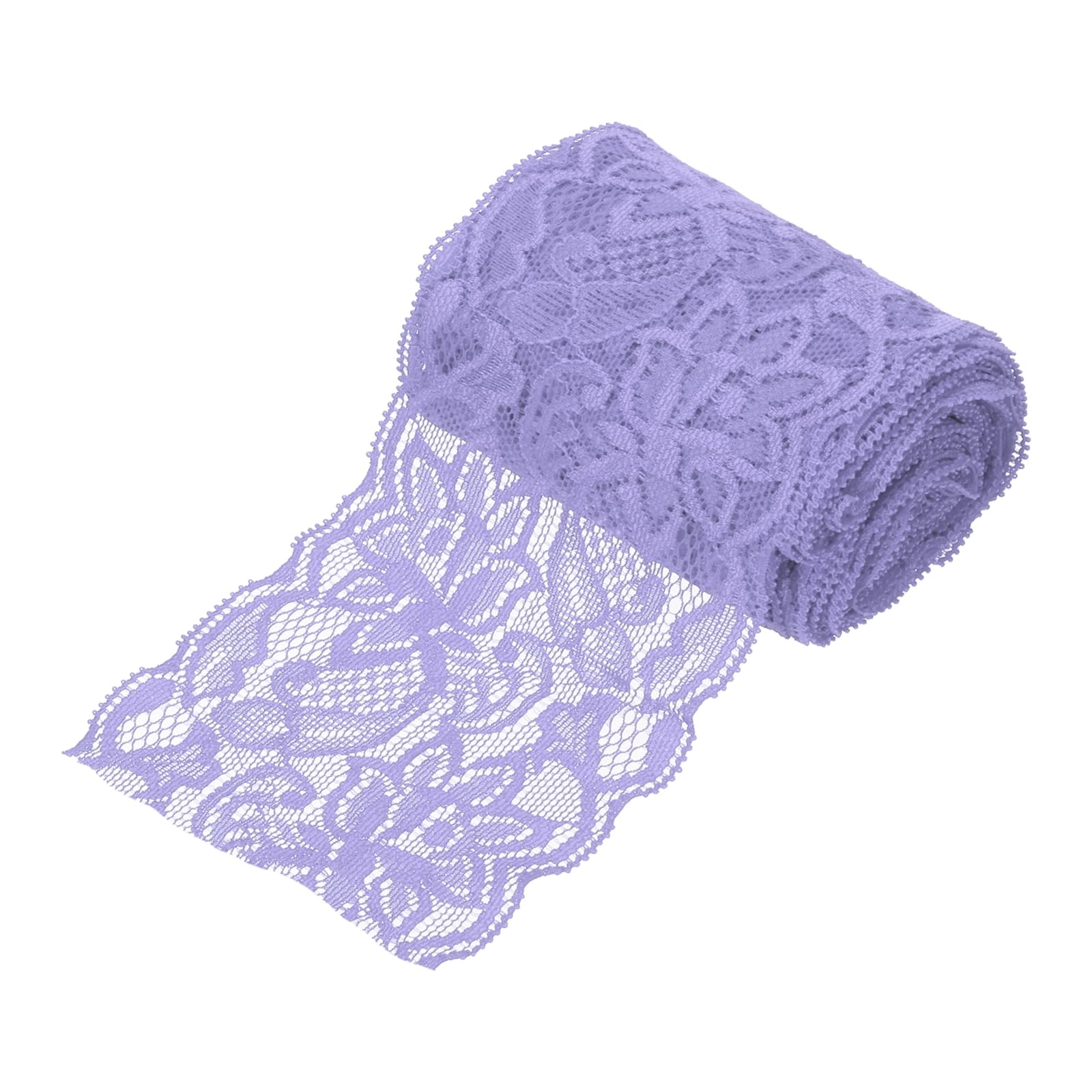 sourcing map 3 Inch Wide 5 Yard Elastic Lace Ribbon Floral Pattern Purple Stretch Lace Trim Embroidered Fabric for Sewing Making, and DIY Crafts, Gift Wrapping, Bouquets, Wedding Decor