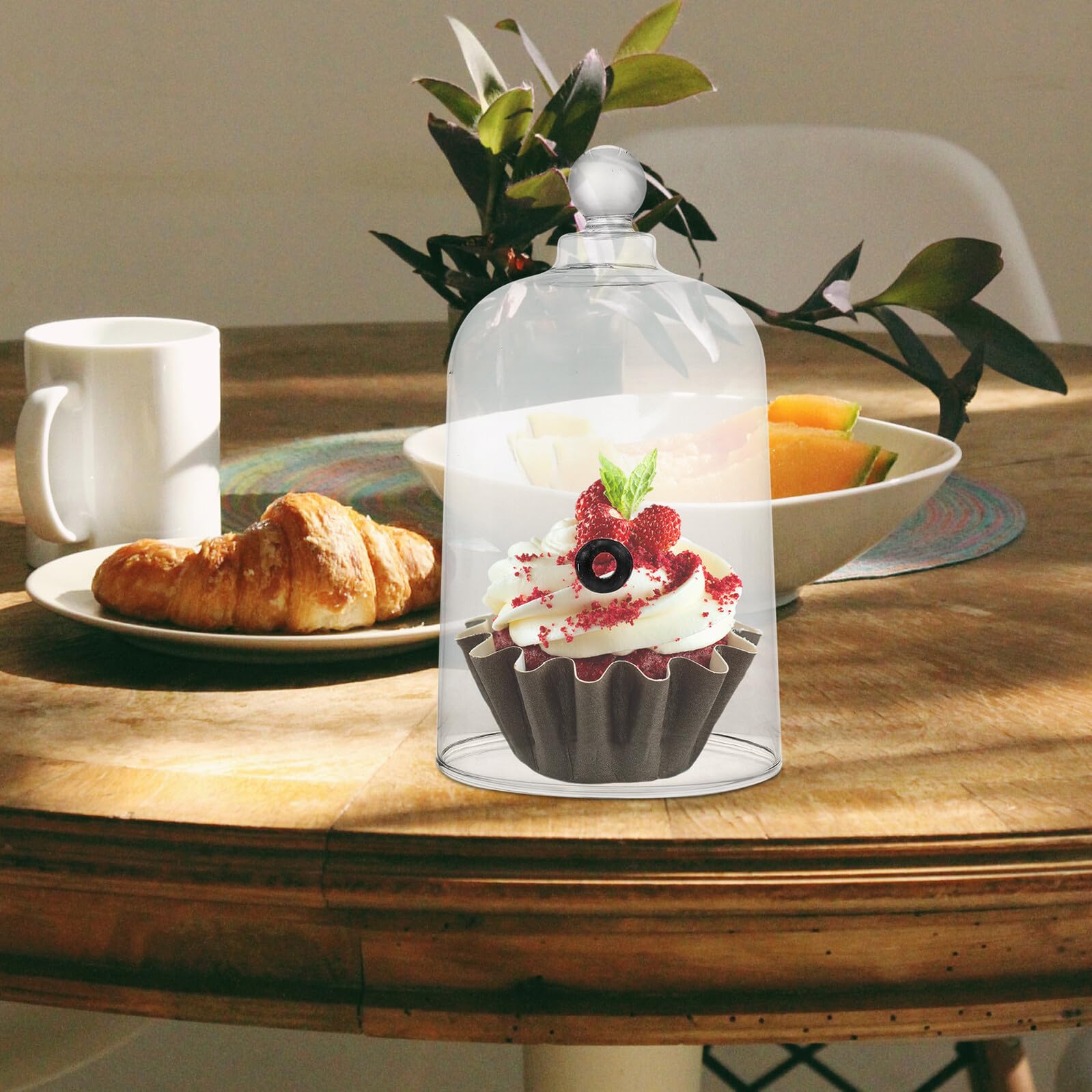 DOITOOL Glas abdeckhaube für Kuchen und Brot Hitzebeständig Langlebig Tragbar Lebensmittelecht Vielseitiger Food Cover für Backzubehör Dessert und Snacks für Küche und Party
