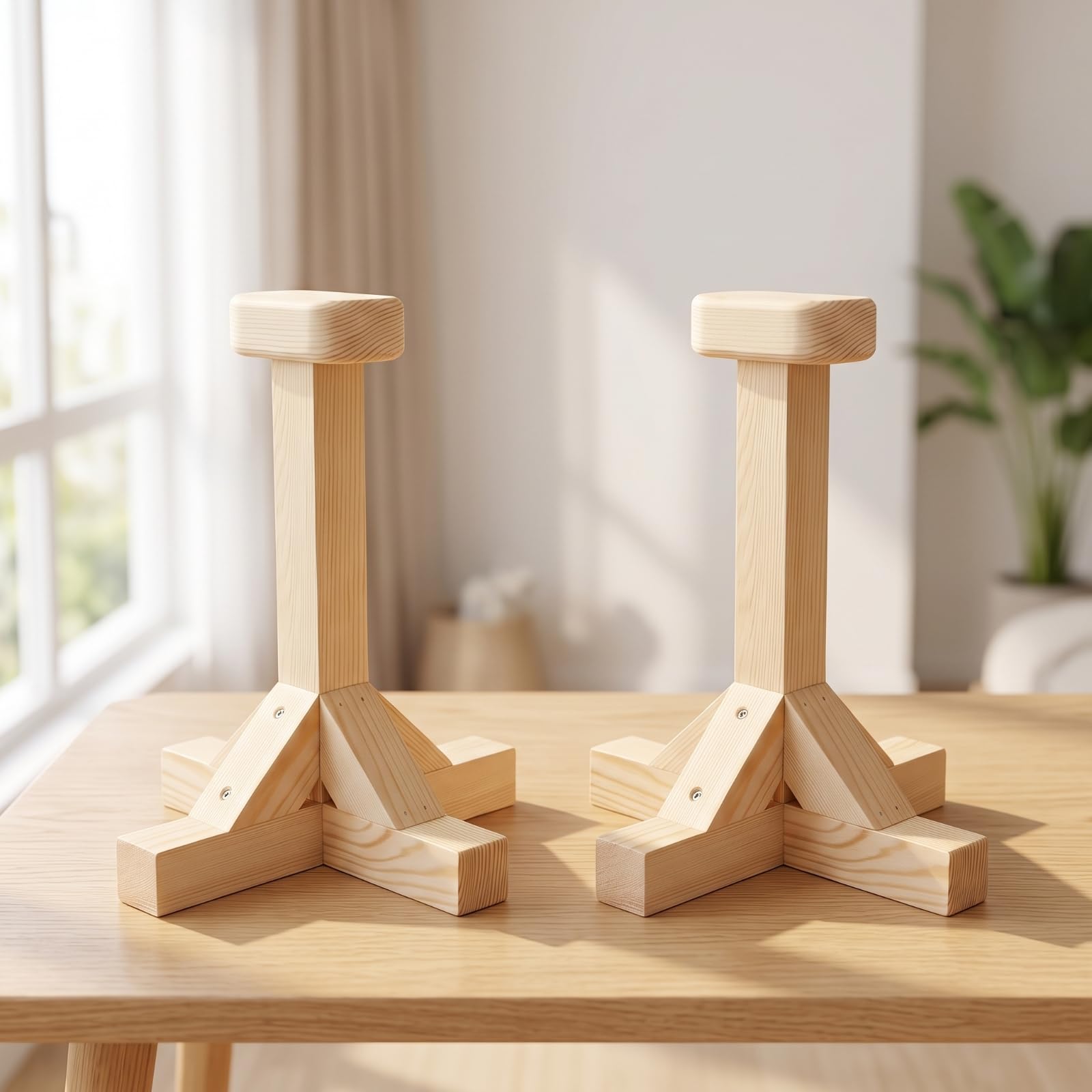 MERIGLARE Balance Trainingsstange Parallettes Handstandständer Turnbarren Gymnastikbarren aus Holz mit Schrägen Stützen Und Rutschfester Auflage für Umkehrhaltungen Stützübungen Wohnraum Trainingspark