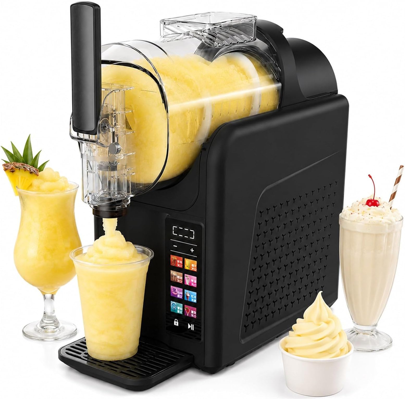 Máquina de granizados 185W con agitación 360 y dureza regulable para helado suave